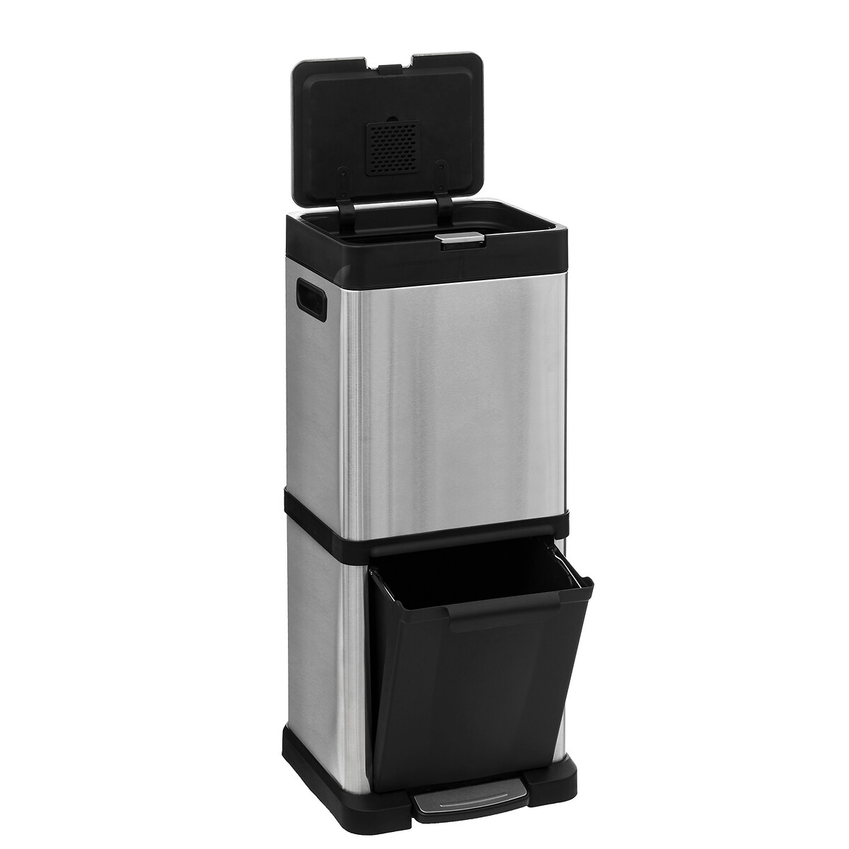 Poubelle de tri sélectif en métal 20+14l, inox 
