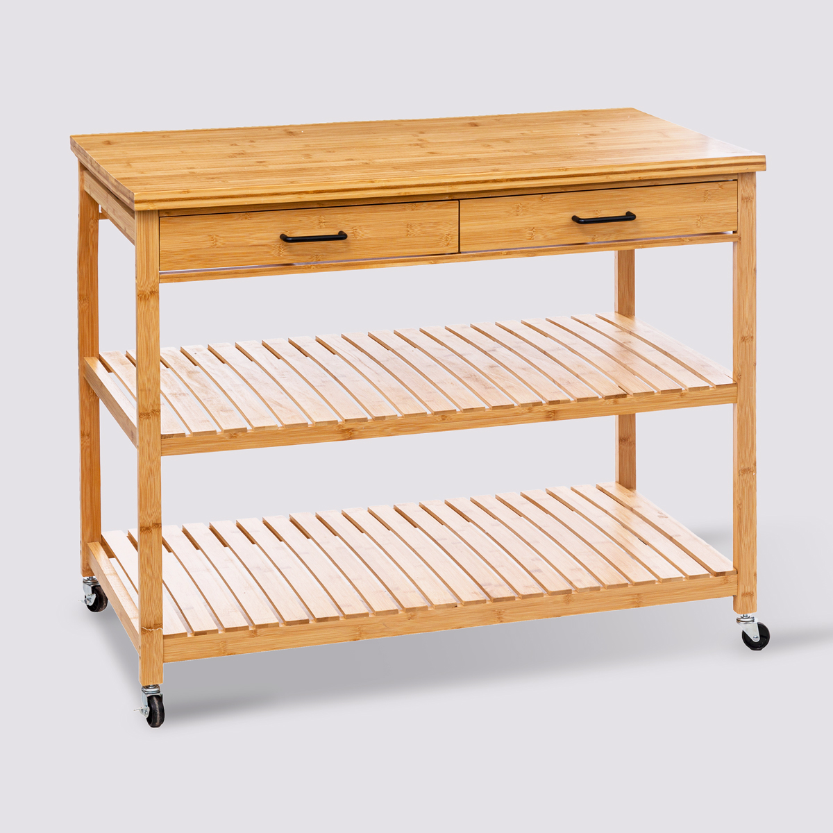 Ilot 2 tiroirs/2 niveaux, bambou Linha