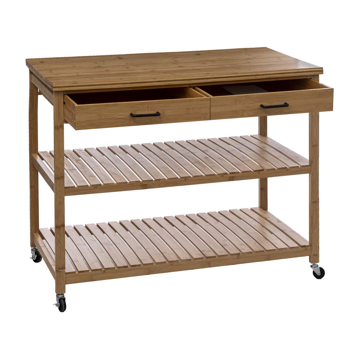 Ilot 2 tiroirs/2 niveaux, bambou Linha