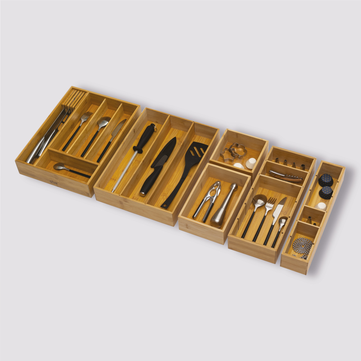 Range-couverts 3  compartiments Tidy smart bambou