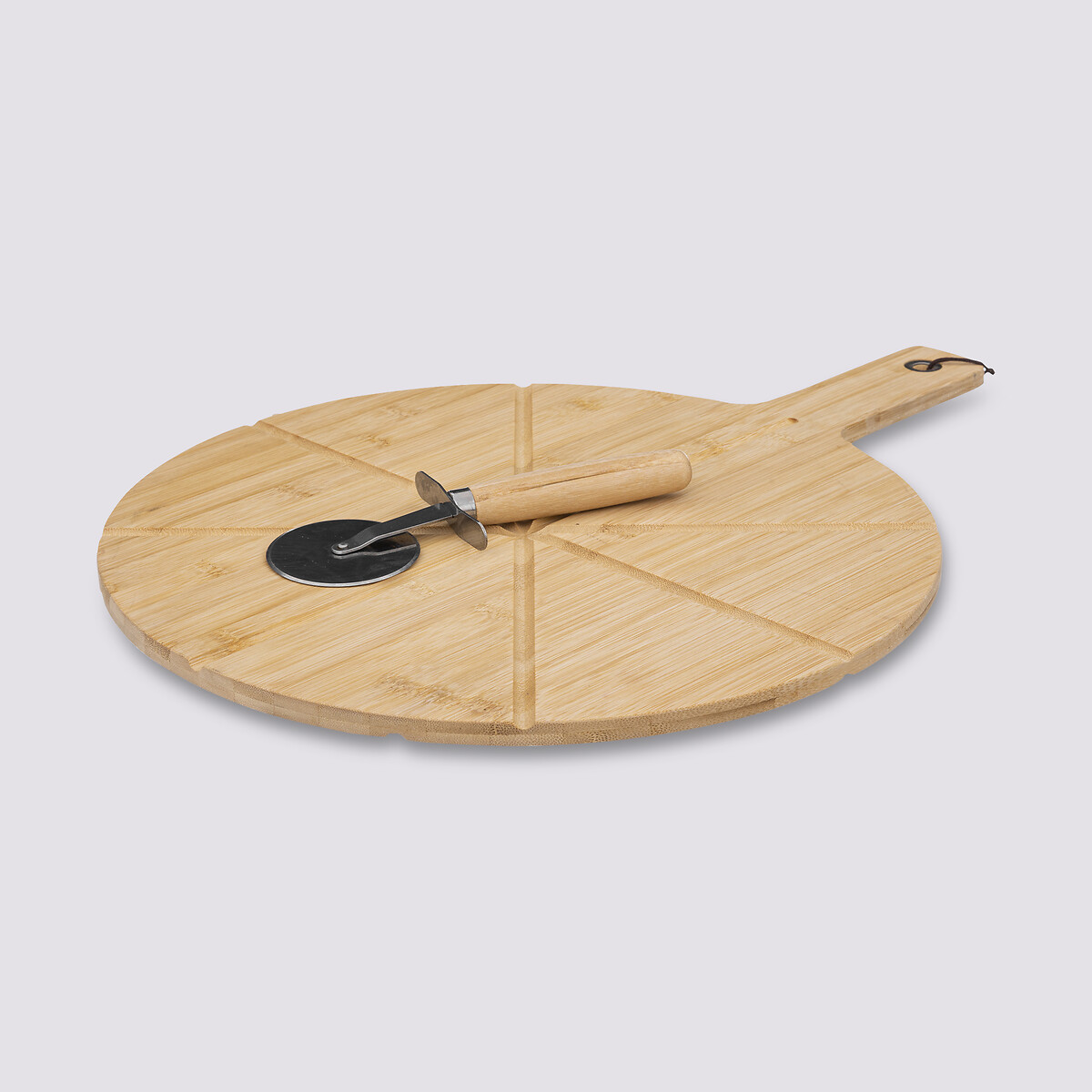 Planche à découper pizza avec roulette, 37cm Bambou