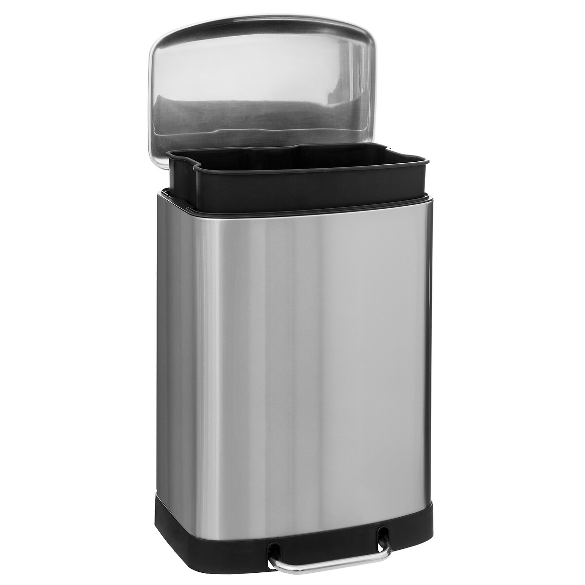 Poubelle rectangulaire à pédale métal 50l, inox Ariane