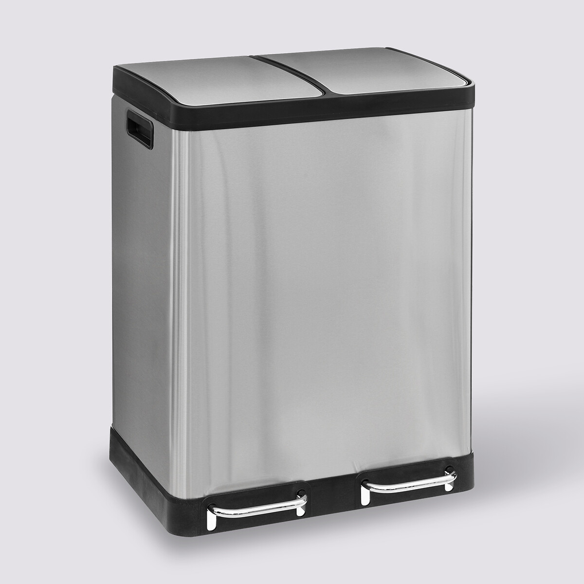 Poubelle de tri sélectif à pédales métal 2x30l, inox Ariane