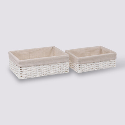 2 paniers de rangement, blanc Vannerie