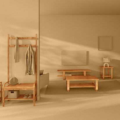 Vestiaire penderie 2 niveaux, bambou Jano