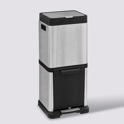 Poubelle de tri sélectif en métal 20+14l, inox 