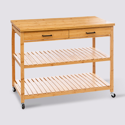 Ilot 2 tiroirs/2 niveaux, bambou Linha