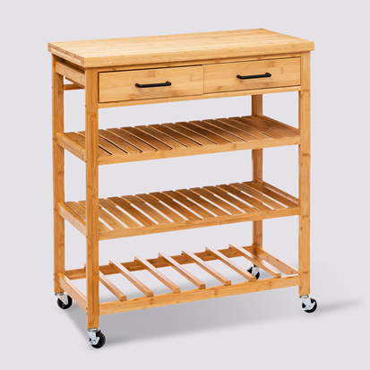 Desserte grand modèle 2 tiroirs, bambou Linha