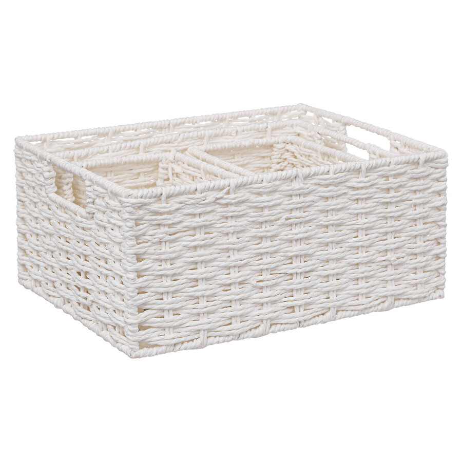 4 paniers de rangement, blanc Vannerie
