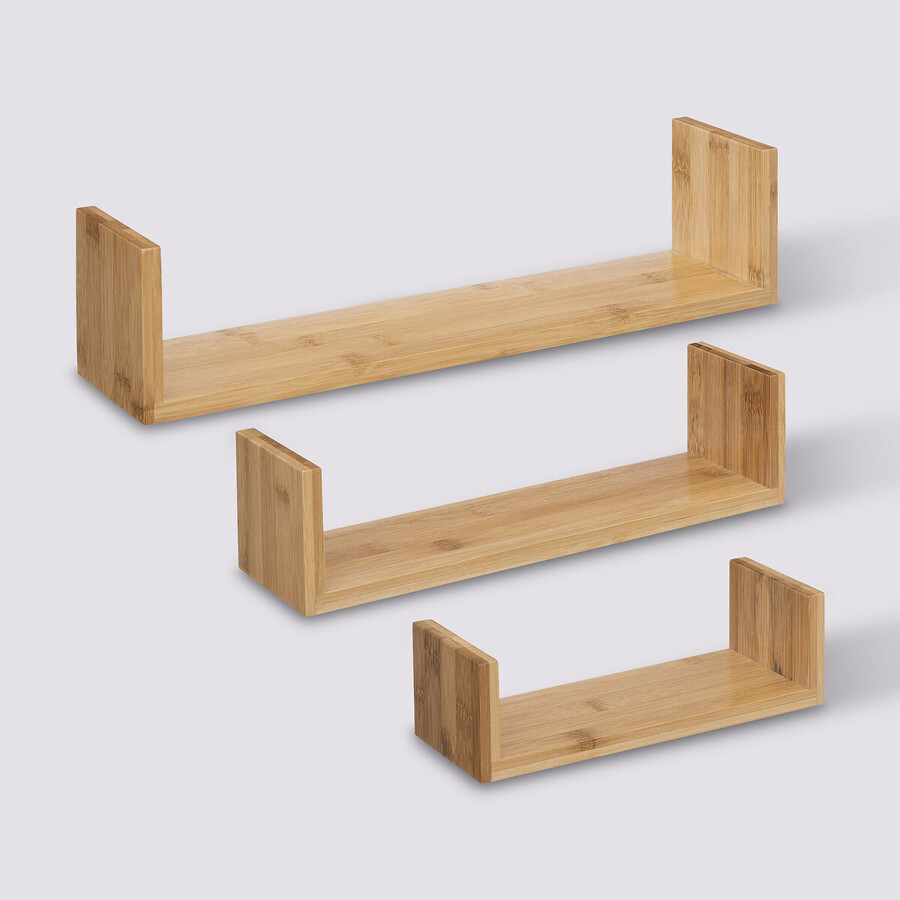 3 étagères murales, bambou Fixy