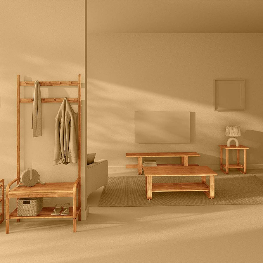 Vestiaire penderie 2 niveaux, bambou Jano