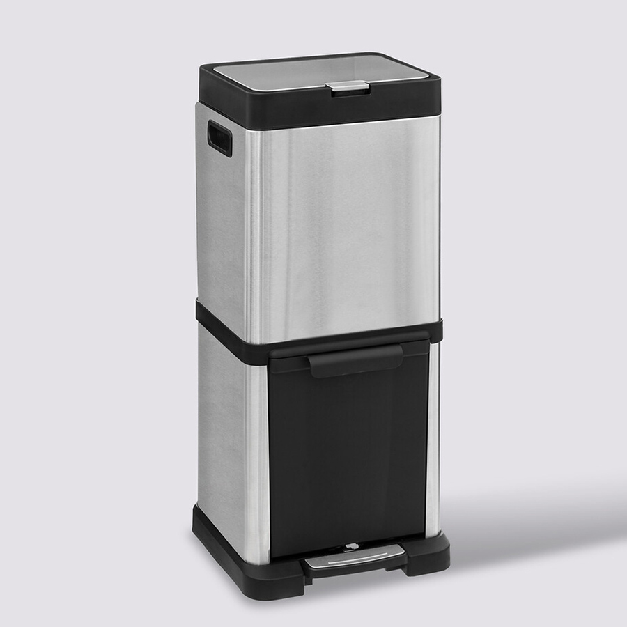 Poubelle de tri sélectif en métal 20+14l, inox 