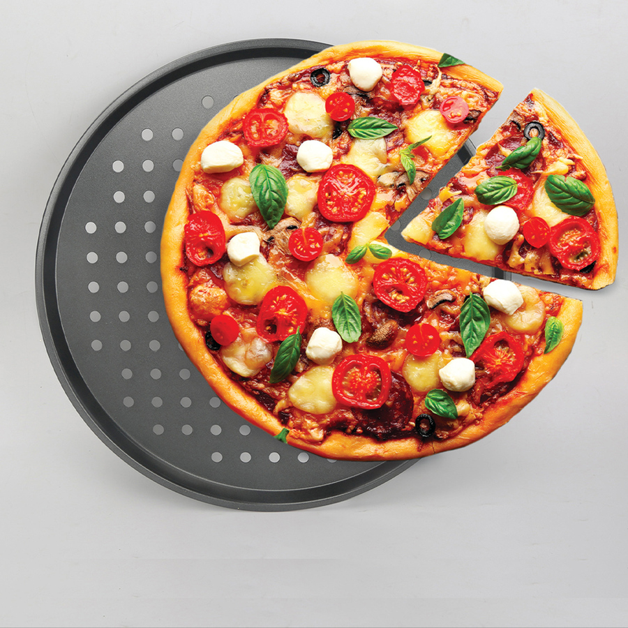 Plaque à pizza métal perforé, 33 cm 