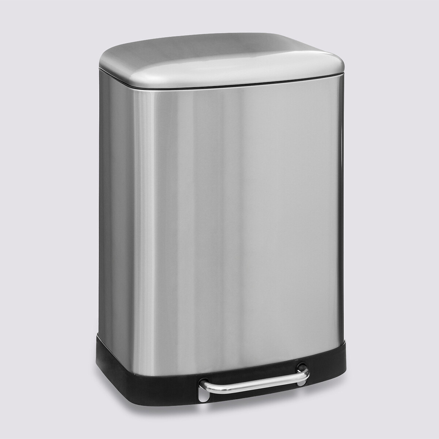 Poubelle rectangulaire à pédale métal 50l, inox Ariane