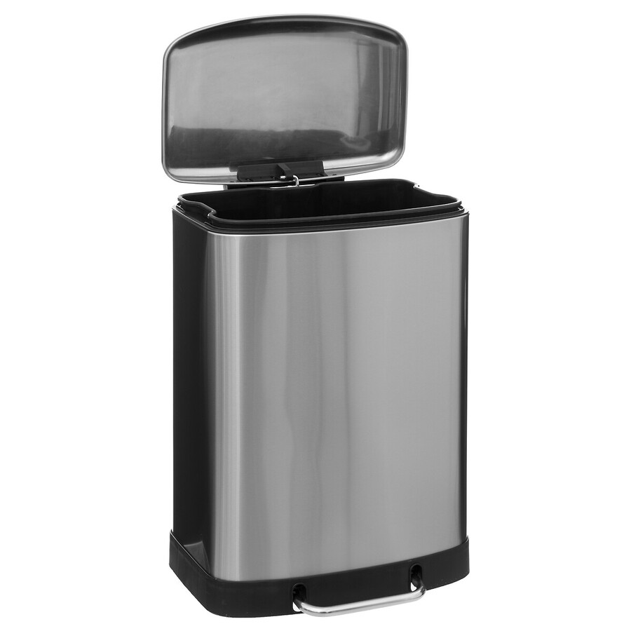Poubelle rectangulaire à pédale métal 50l, inox Ariane