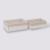 2 paniers de rangement, blanc Vannerie