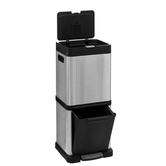 Poubelle de tri sélectif en métal 20+14l, inox 