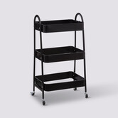 Desserte à roulette 3 niveaux, métal noir