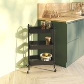 Desserte à roulette 3 niveaux, métal noir