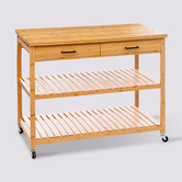 Ilot 2 tiroirs/2 niveaux, bambou Linha