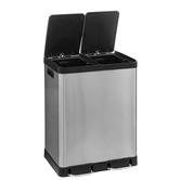 Poubelle de tri sélectif à pédales métal 2x30l, inox Ariane