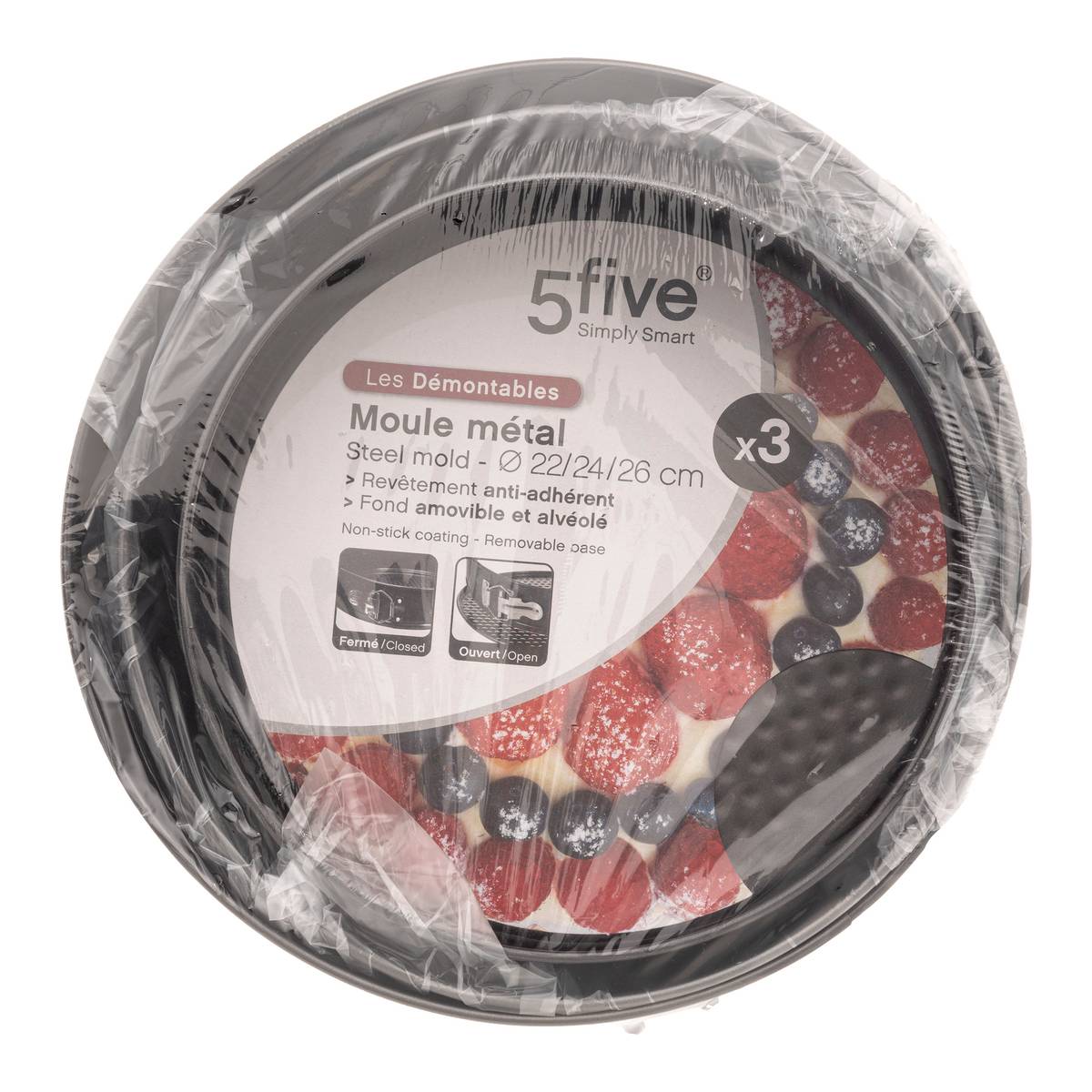Lot de 3 moules à manqué démontables 