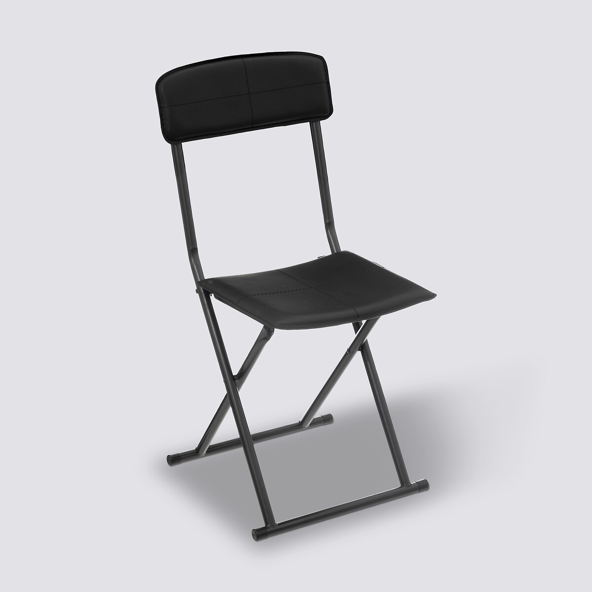 Chaise pliante simili cuir, noir 