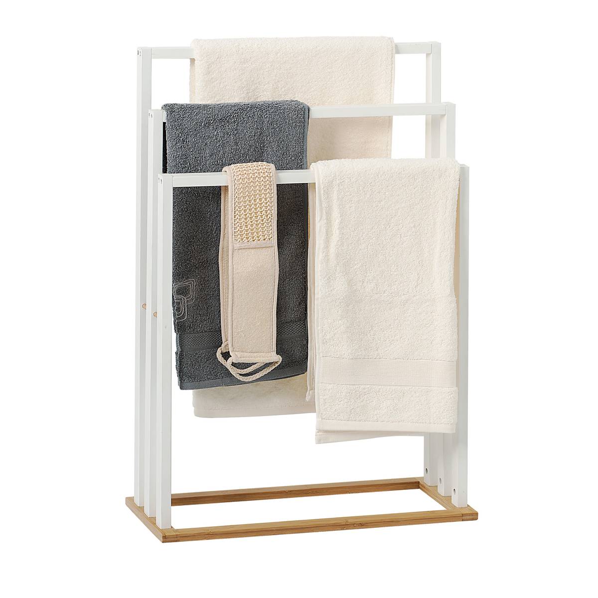 Porte-serviettes sur pieds, blanc Naturéo