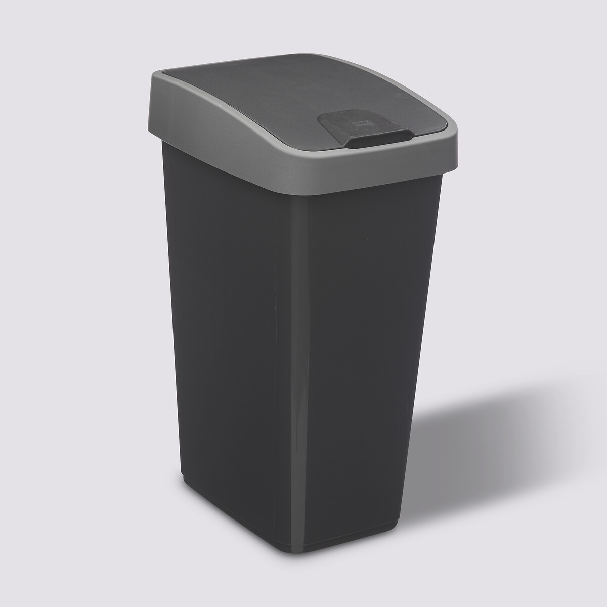 Poubelle rectangulaire à 2 ouvertures plastique 25l, gris 