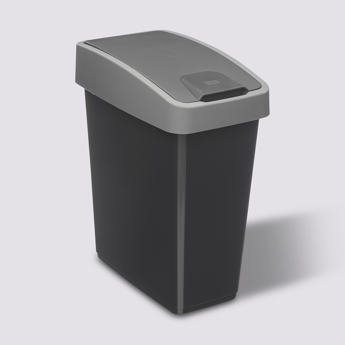 Poubelle rectangulaire à 2 ouvertures plastique 45l, gris 