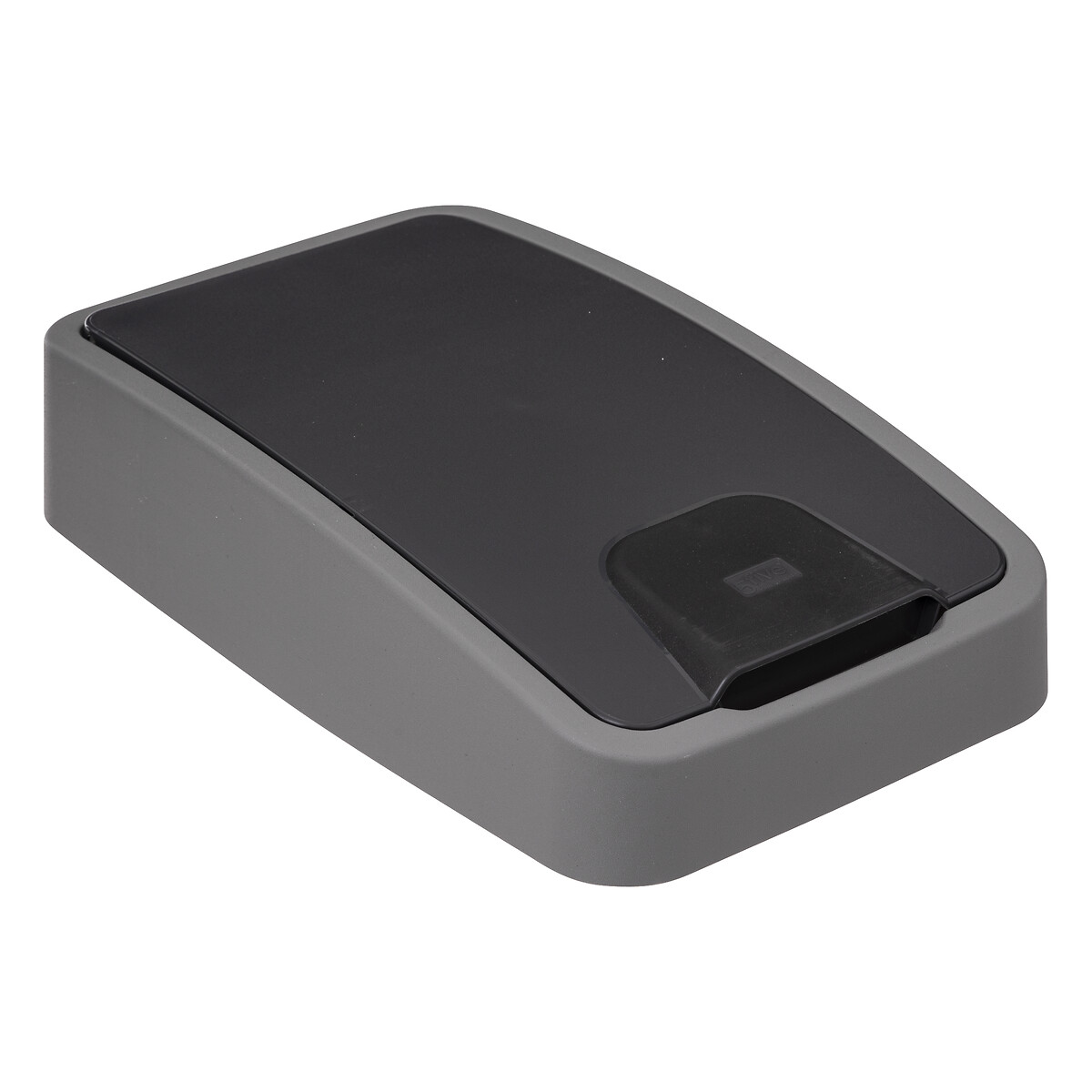 Poubelle rectangulaire à 2 ouvertures plastique 45l, gris 