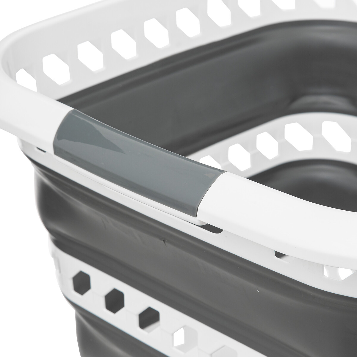 Corbeille à linge pliable 40l - gris, blanc 