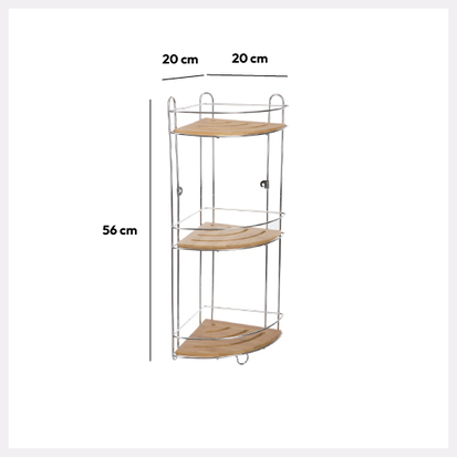 Étagère d'angle 3 niveaux Venterra bambou