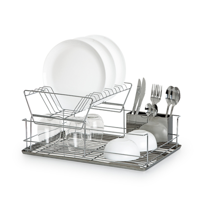Égouttoir acier 2 niveaux avec plateau, inox 