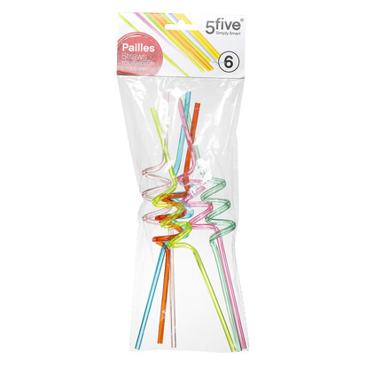 Lot de 6 pailles colorées 