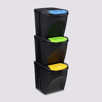 Lot de 3 poubelles de tri sélectif en plastique 25l 