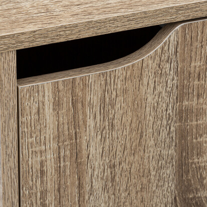 Étagère 6 cases porte, effet bois naturel Ceda