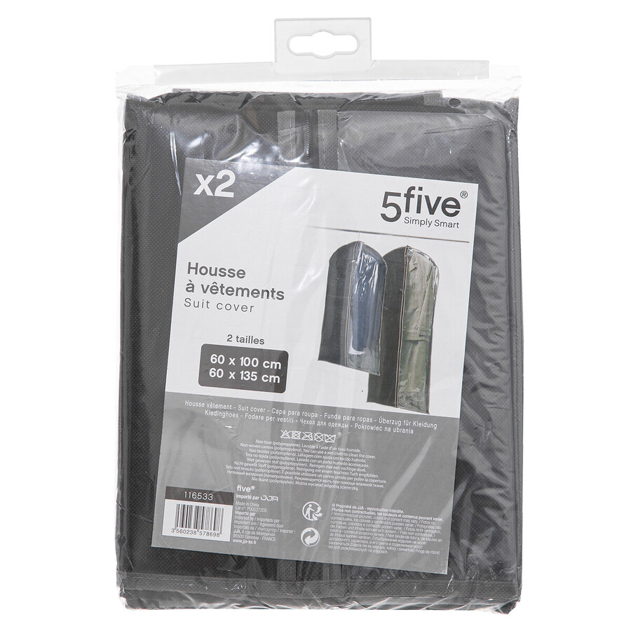 Lot de 2 housses vêtements grand modèle, noir Dressy