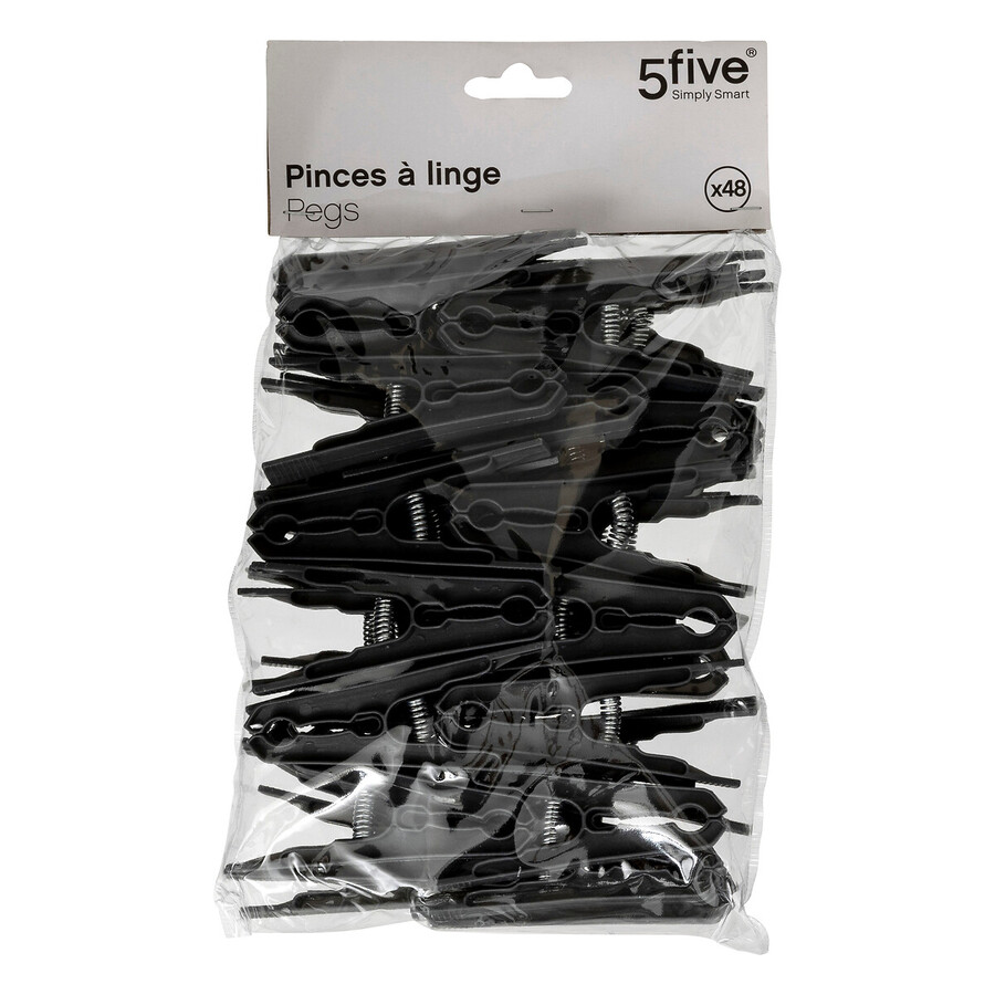 Lot de 48 pinces à linge, noir 
