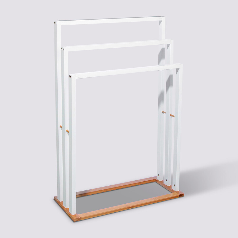 Porte-serviettes sur pieds, blanc Naturéo