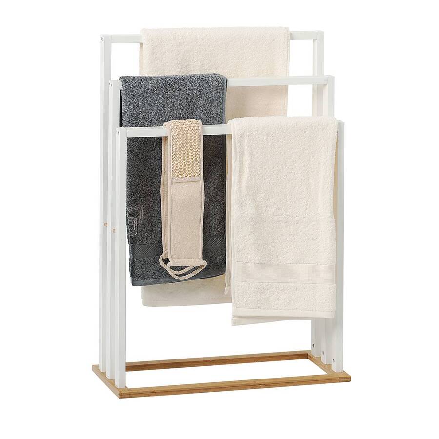 Porte-serviettes sur pieds, blanc Naturéo