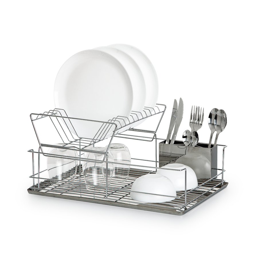 Égouttoir acier 2 niveaux avec plateau, inox 