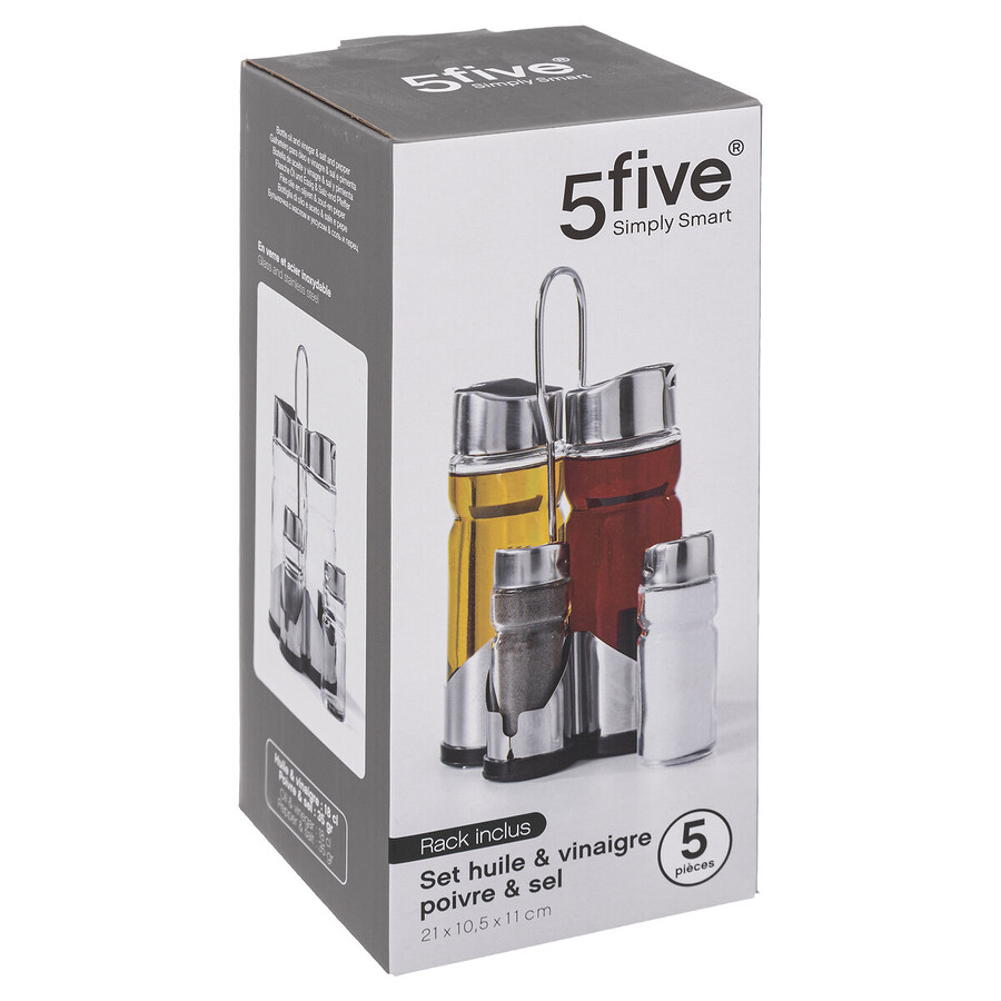 Set huile/vinaigre/poivre/sel, verre 