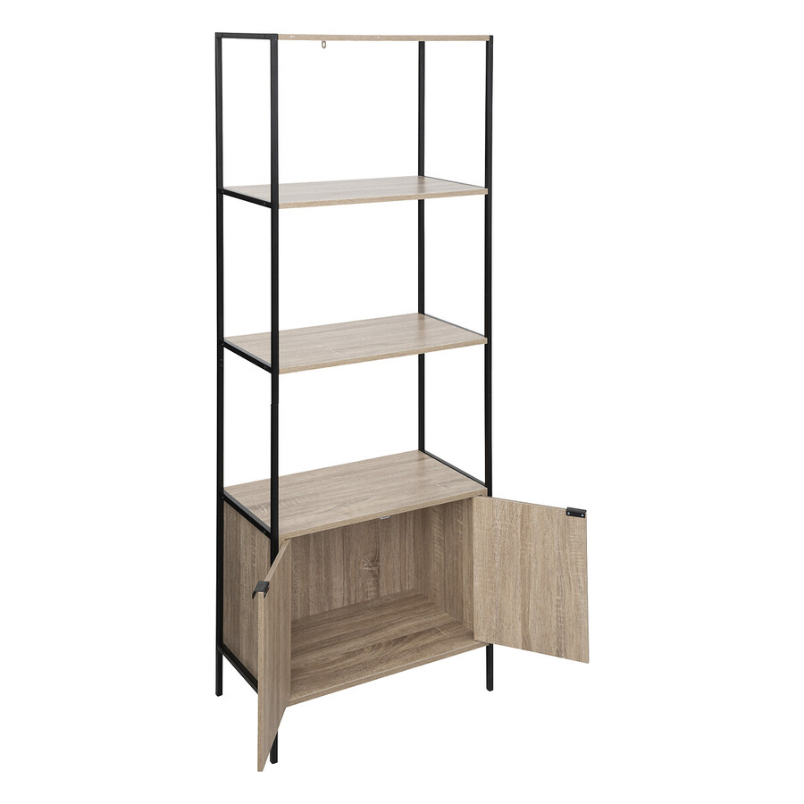 Étagère bibliothèque 2 niveaux, effet chêne naturel Aliaj