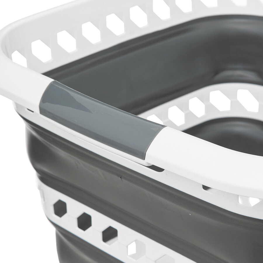 Corbeille à linge pliable 40l - gris, blanc 