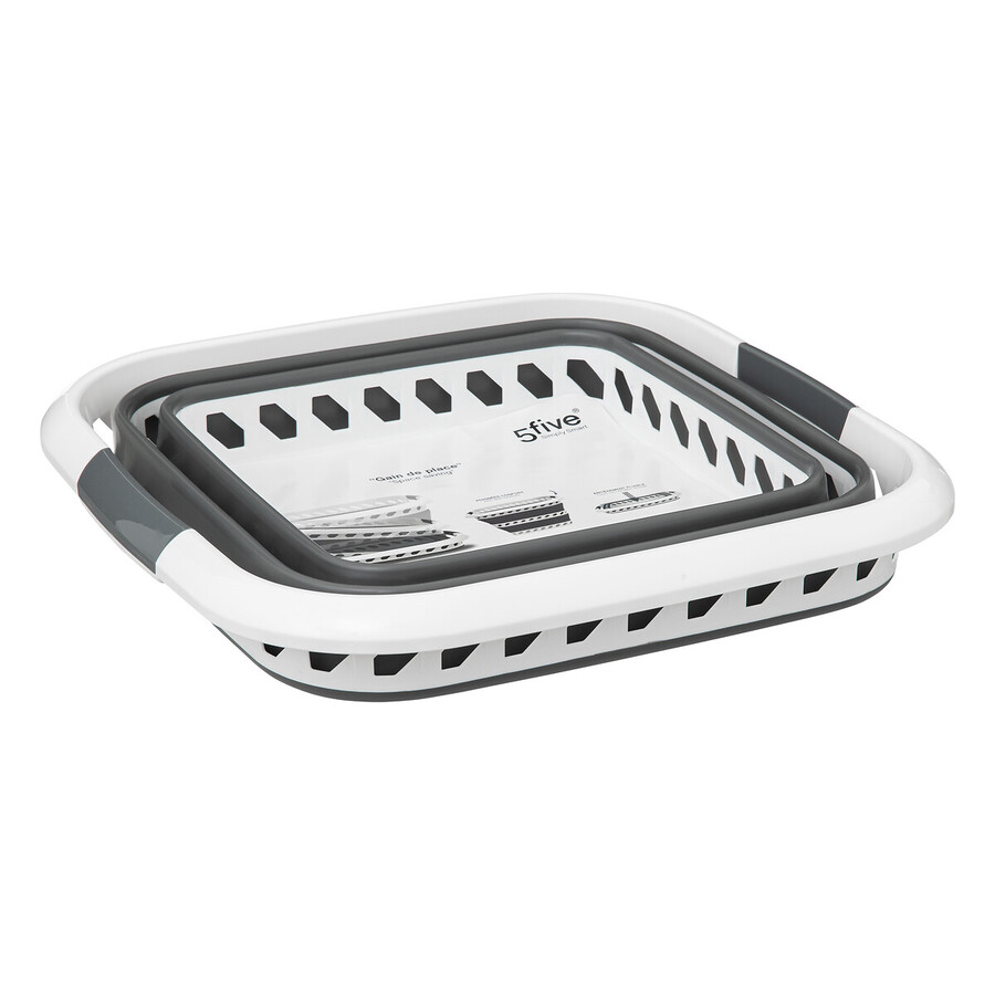 Corbeille à linge pliable 40l - gris, blanc 