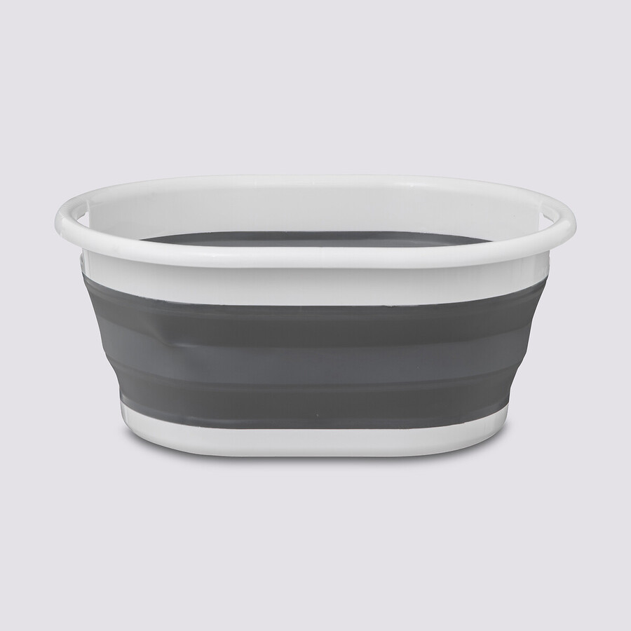 Corbeille à linge pliable 21l - gris, blanc 