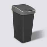 Poubelle rectangulaire à 2 ouvertures plastique 25l, gris 