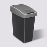 Poubelle rectangulaire à 2 ouvertures plastique 45l, gris 