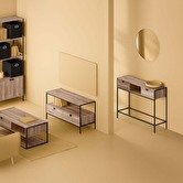 Console 2 tiroirs - effet bois, noir Aliaj